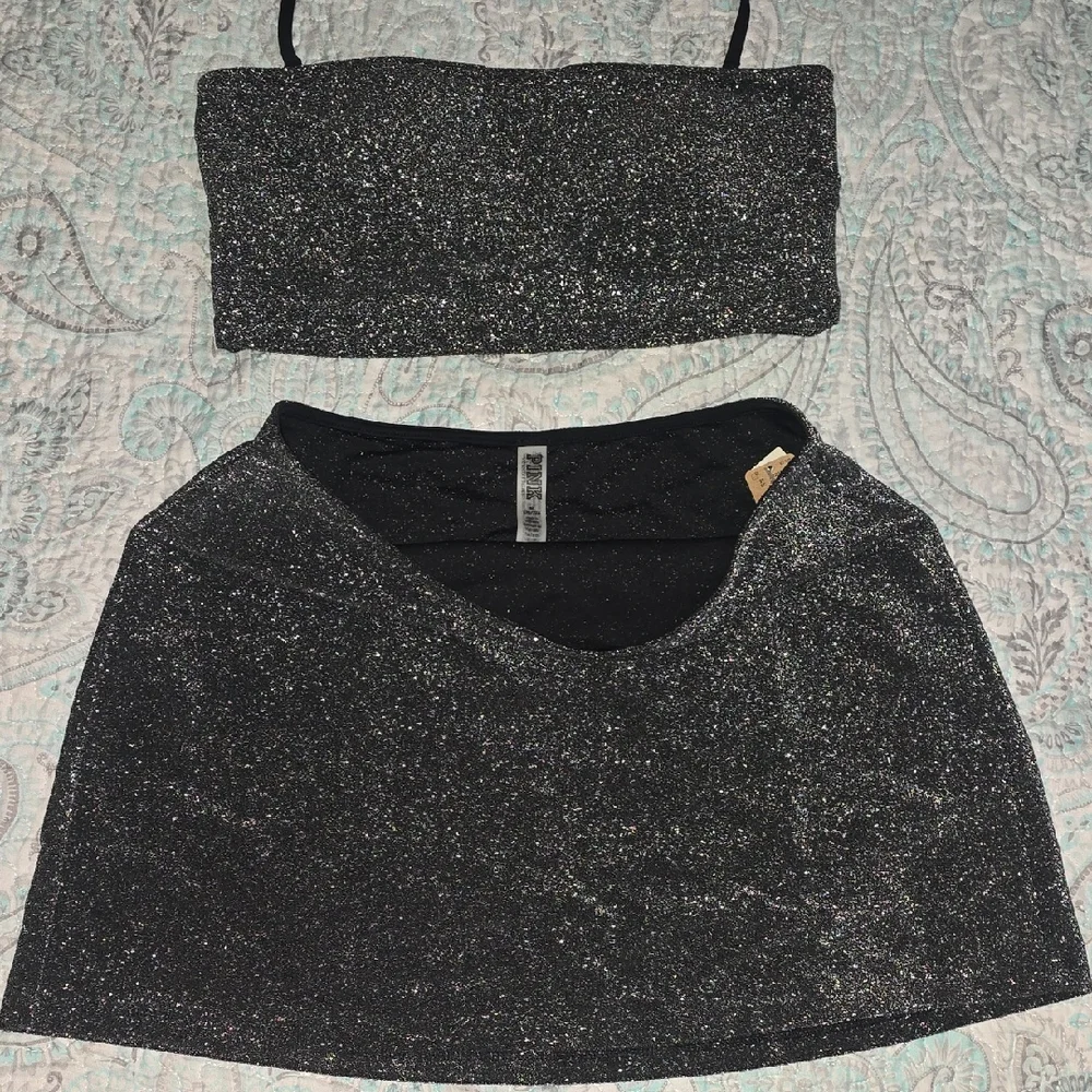 PINK Victoria's Secret Sparkle Black Swimsuit - Picture 1 of 7